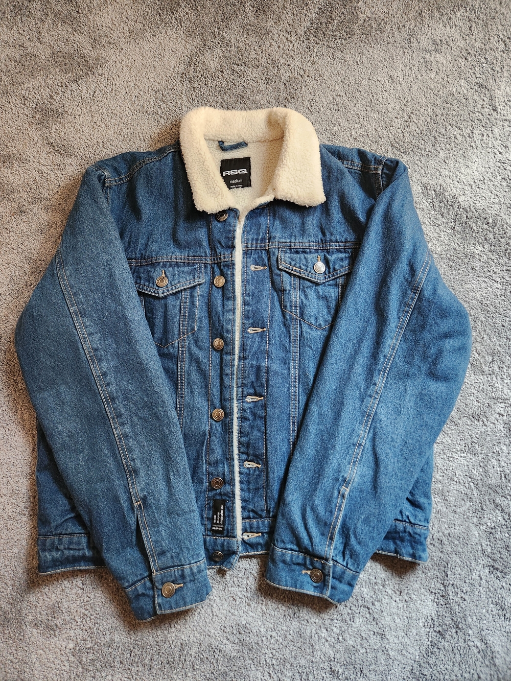 NWOT RSQ Denim Sherpa Lined Jacket